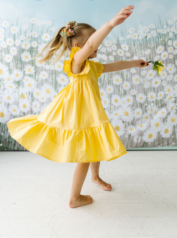 Celine Ruffle Dress in Marigold