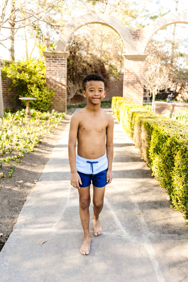 Jude Boy Board Shorts in Blue/Navy Colorblock