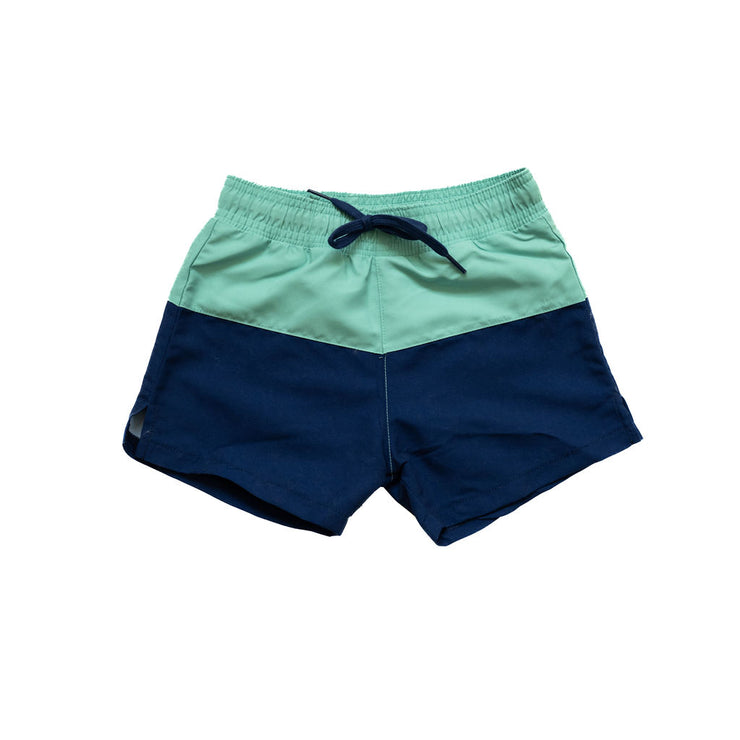 Jude Boy Board Shorts in Seafoam/Navy Colorblock
